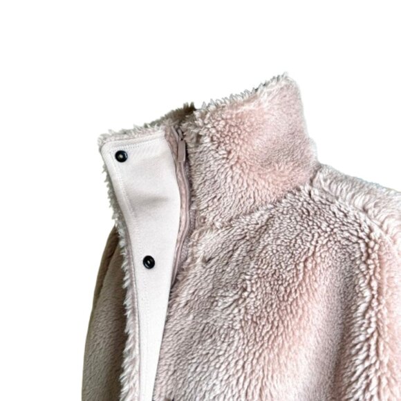 ALO Yoga Sherpa Varsity Jacket - Dusty Pink - Size Medium - Picture 7 of 8